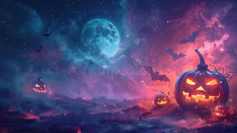 Jaquetas de areia brilhando à lua com morcegos brancos e névoas pastéis ilustração do vetor