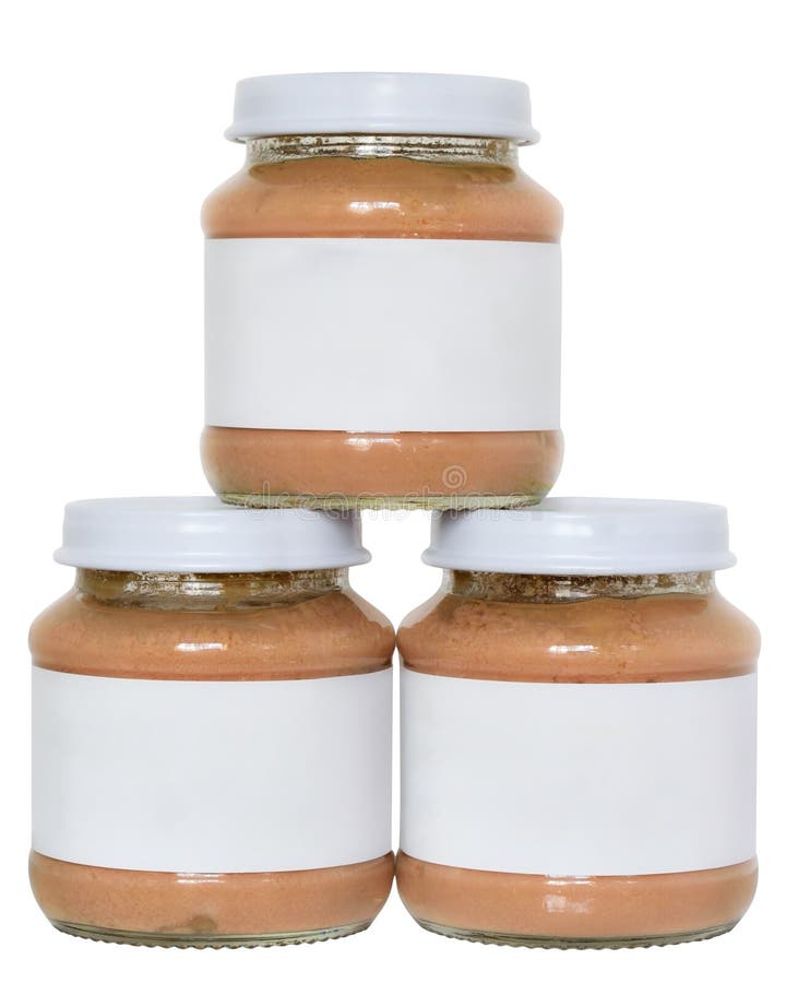 Jar of baby meat food tower isolated royalty free stock photo Jar of baby meat food tower isolated royalty free stock photo