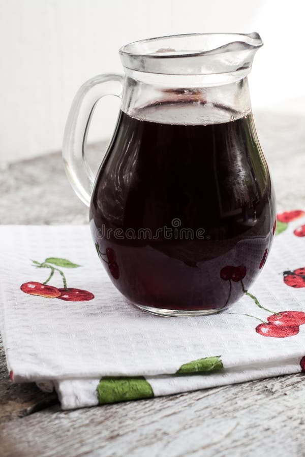 Jar with Cherry Brandy Liqueur a Wine Stock Image Image of cherry