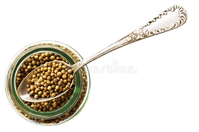 Jar of coriander seeds stock image. Image of spicy, aroma 48712351