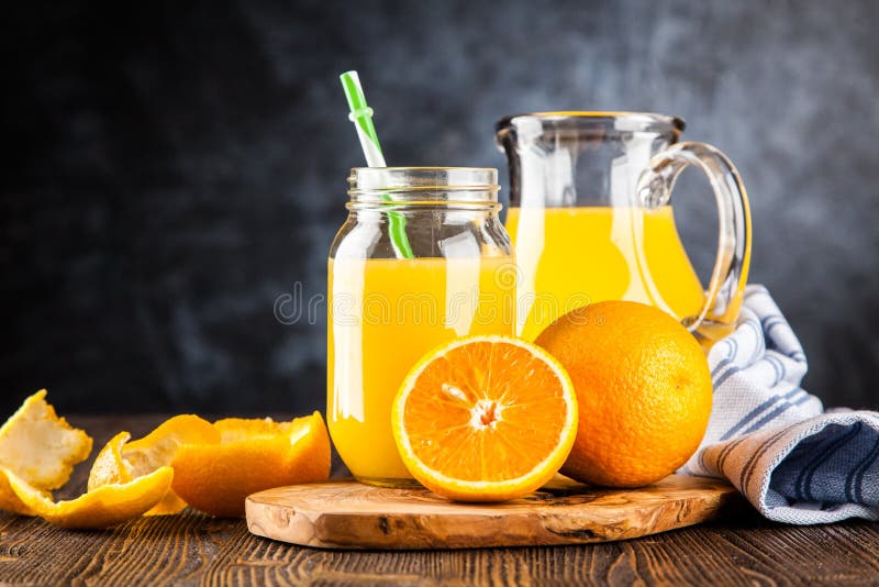 Jar of orange juice stock image. Image of linen, yellow 99804991