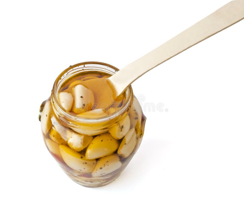 Jar of garlic in oil