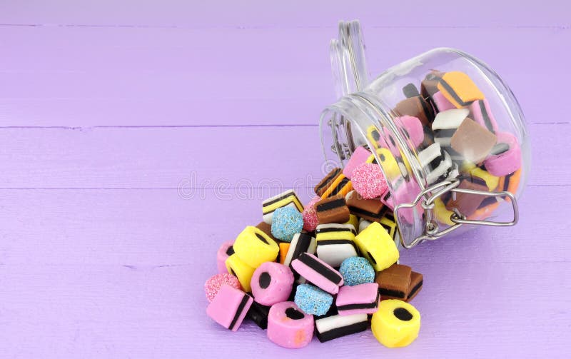 Jar of Liquorice Allsorts Candy Stock Image Image of yellow, candy