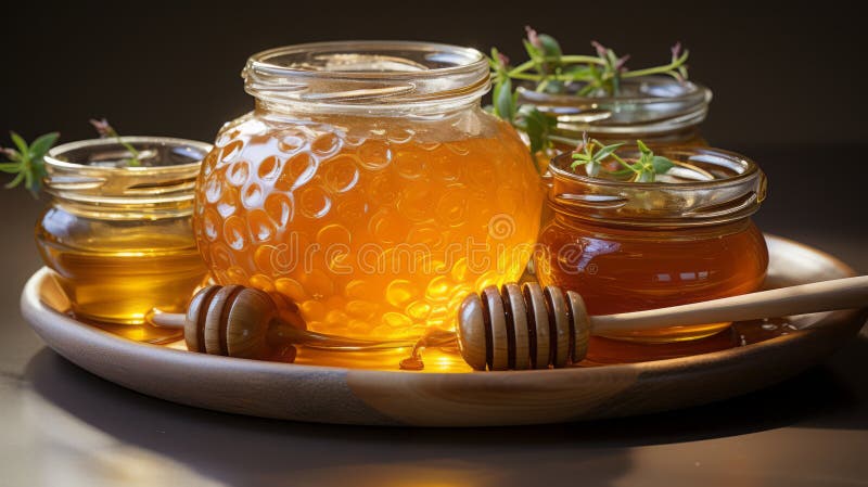 Jar with natural honey stock photos