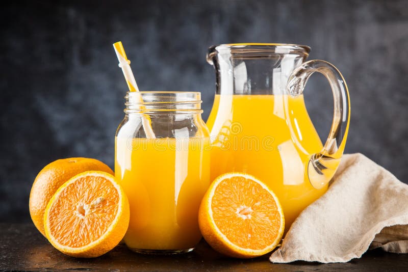 Jar of orange juice stock image. Image of sweet, squeezed 98281217