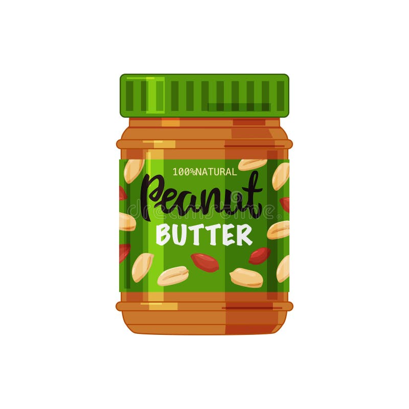 A Jar of Peanut Butter on a White Background. Vector Illustration Stock  Vector - Illustration of food, american: 194296035