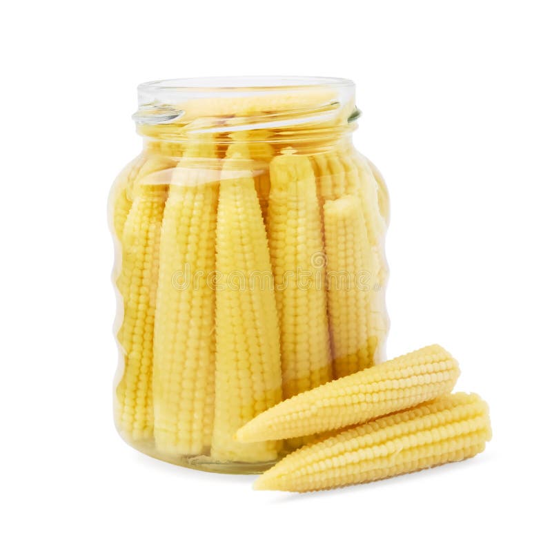 Jar and Pickled Baby Corn Isolated on White Stock Photo Image of meal