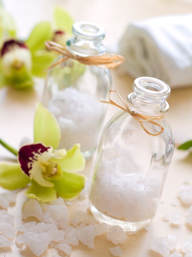 Jar of sea salt stock photo. Image of healthy, care, bottle 18333764