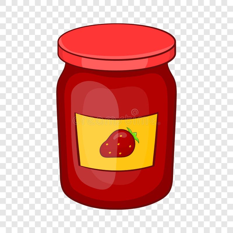 Jar of Strawberry Jam Icon, Cartoon Style Stock Vector Illustration
