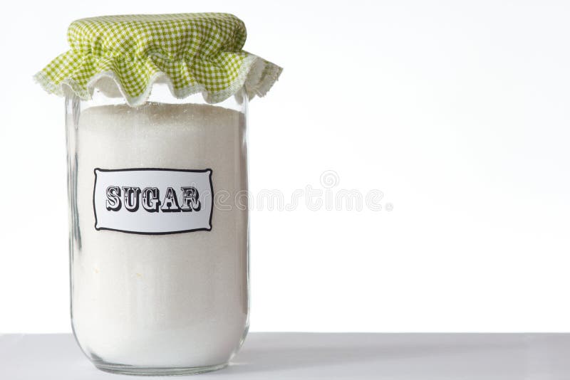 A jar of sugar isolated on white background