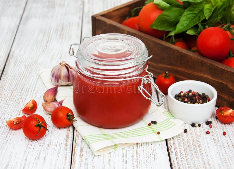 Jar with tomato sauce stock image. Image of puree, gourmet 100378525