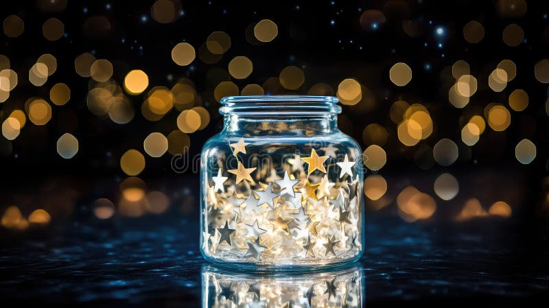 Jar transparent sparkle stars stock illustration