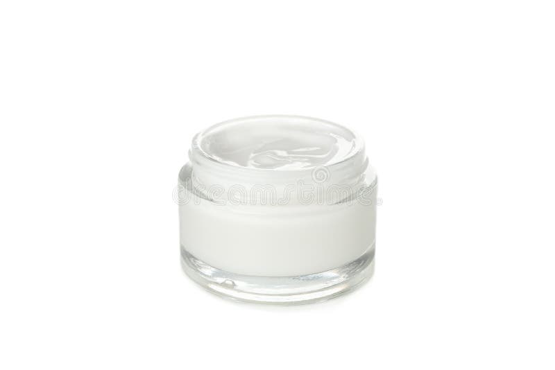 Jar of winter cream for skin isolated on background royalty free stock image