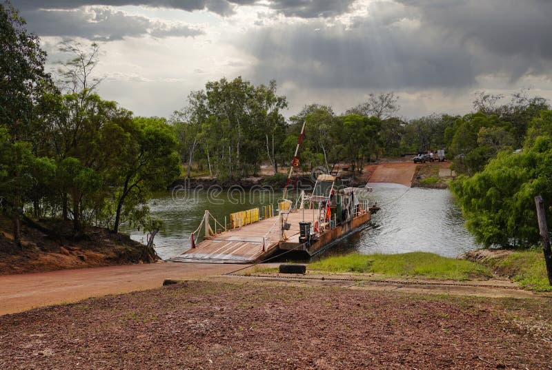 Jardine river ferry in the remote part of far north Queensland Australia