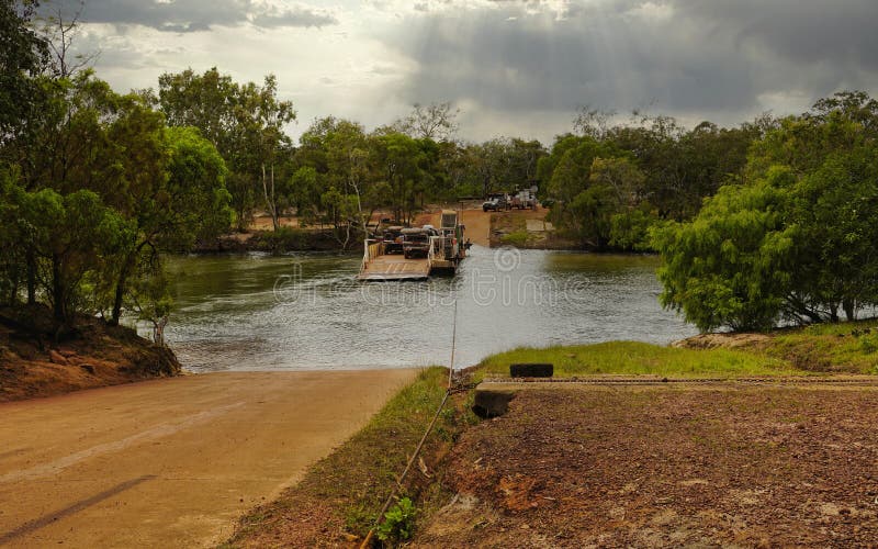 Jardine river ferry in the remotes part of north Queensland Australia