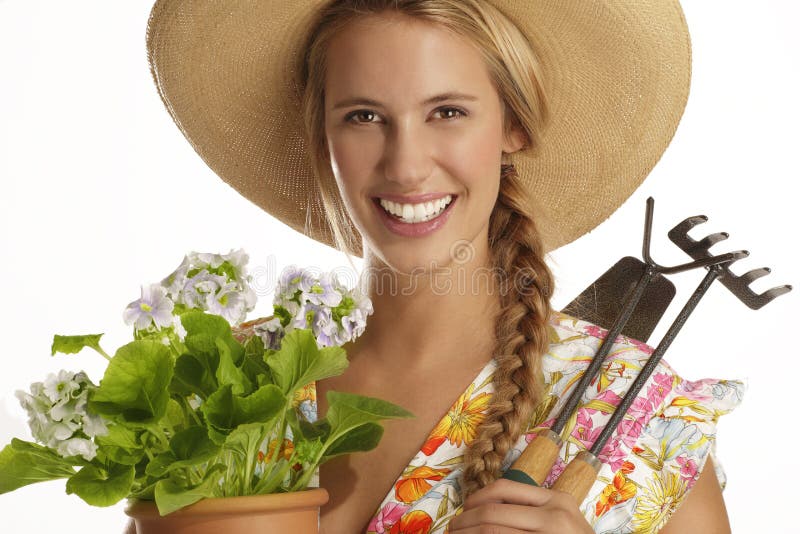 Jovem jardineira imagem de stock