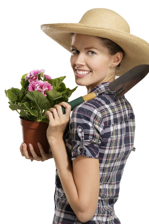 Jovem jardineira foto de stock