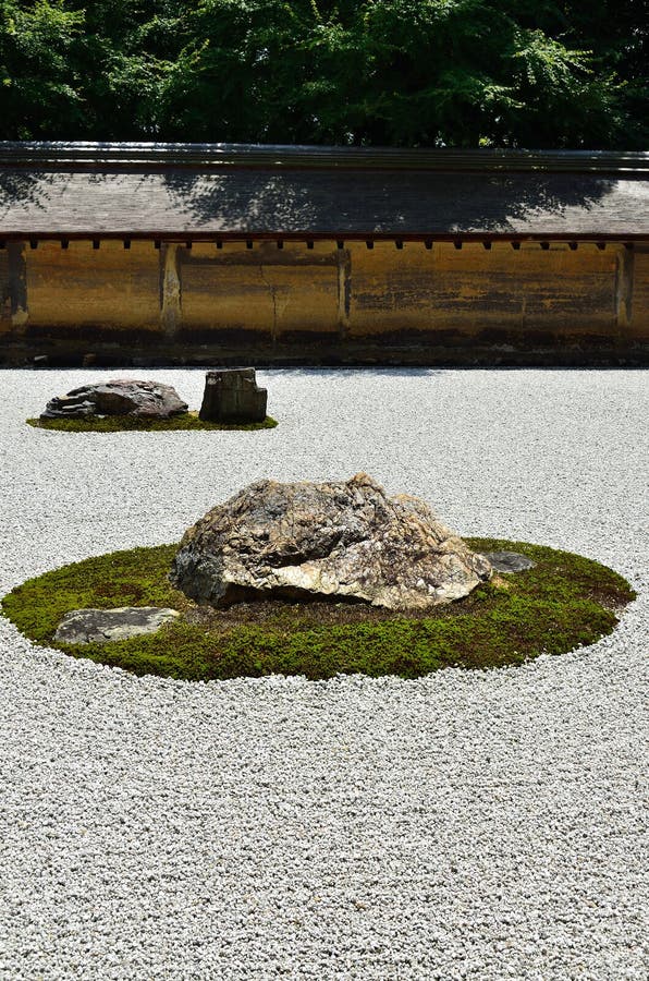 Jardín de Zen Rock del japonés, Kyoto foto de archivo libre de regalías Jardín de Zen Rock del japonés, Kyoto foto de archivo libre de regalías