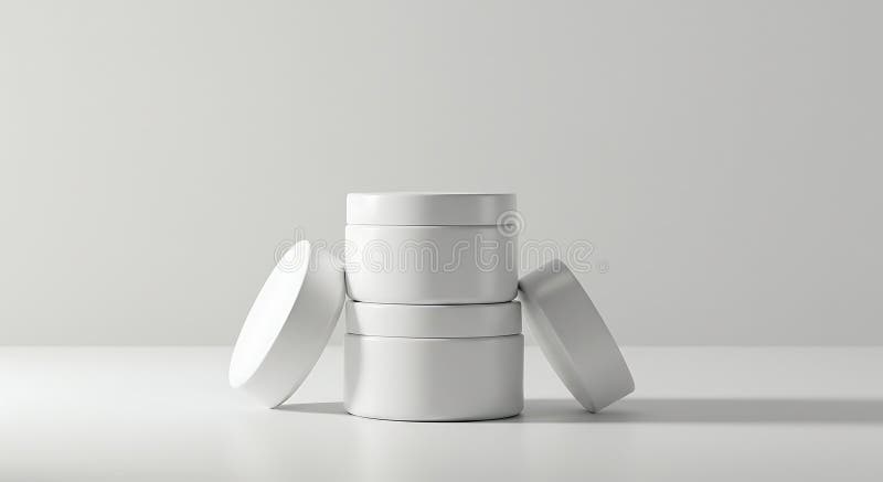 Пустой белый косметический макет Jars на минималистском фоне иллюстрация вектора