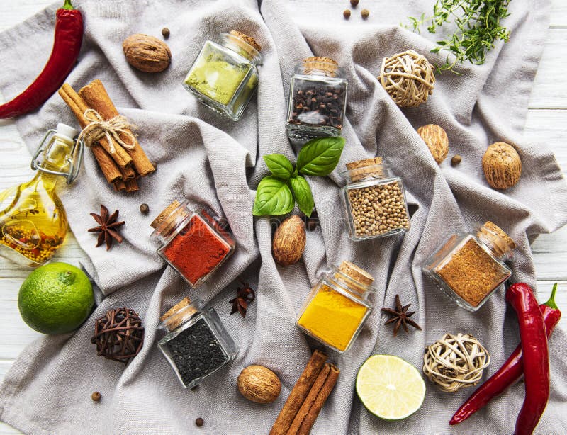 Jars with Dried Herbs, Spices Stock Image Image of aroma, assortment