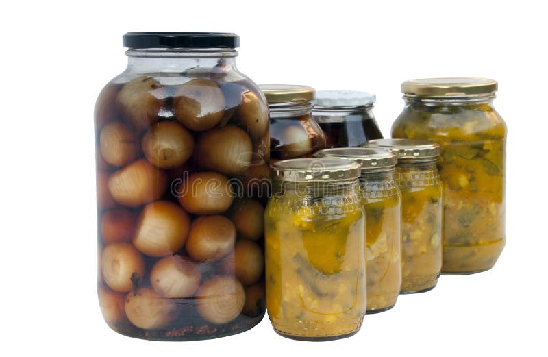 Jars of Homemade Pickled Onions and Piccalilli Stock Photo Image of