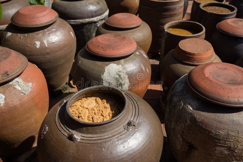 Jars of Processing Soybean Jam Made by Traditional Outdoor Way Under