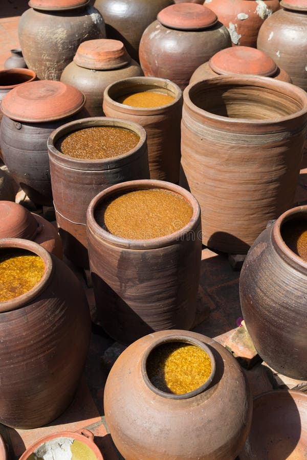Jars of Processing Soybean Jam Made by Traditional Outdoor Way Under