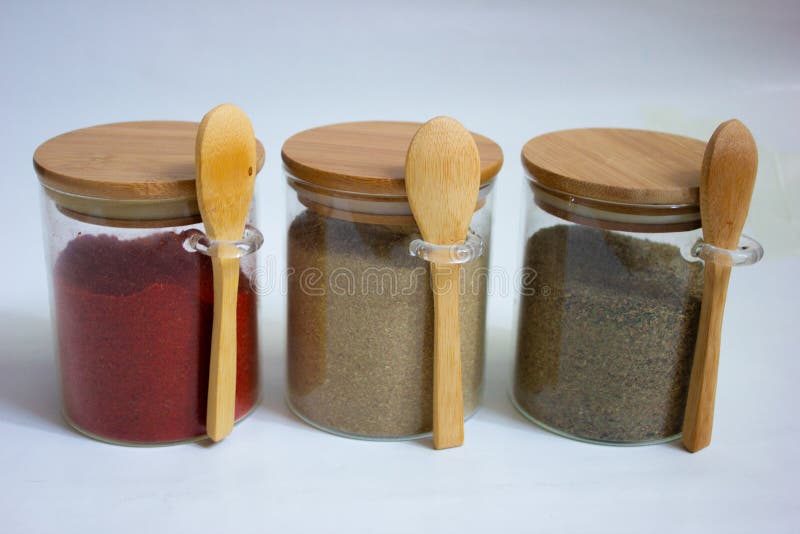 Jars for Storing Spices on a White Background Stock Photo Image of