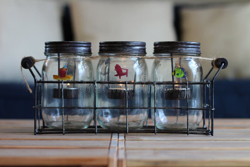 Jars with Tea Light Candles Stock Image Image of mason, calm 157872213