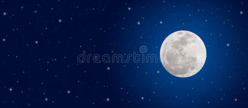 Jaskrawe ksi?? yc w pe? ni i migotania gwiazdy w zmroku - b?? kitny nocne niebo sztandar fotografia stock