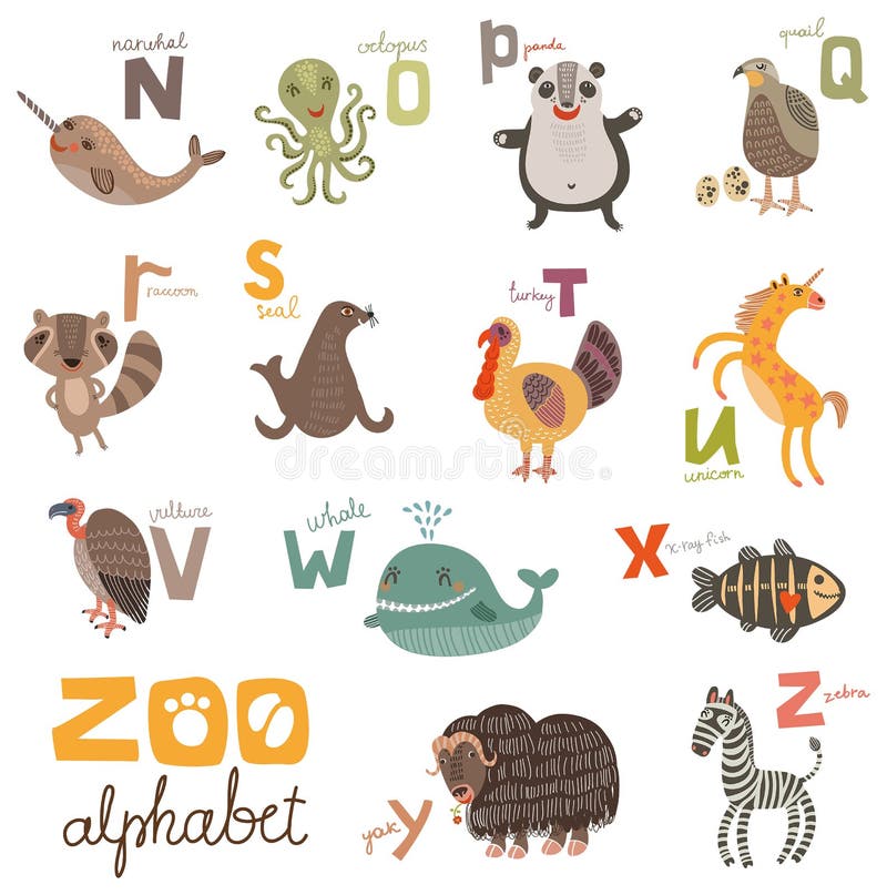 Bright Alphabet set letters with animals. Bright Alphabet set letters with animals