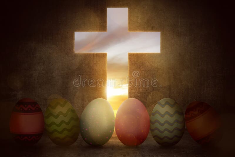 Jaskrawi kolorowi Easter jajka od światło krzyża royalty ilustracja Jaskrawi kolorowi Easter jajka od światło krzyża royalty ilustracja