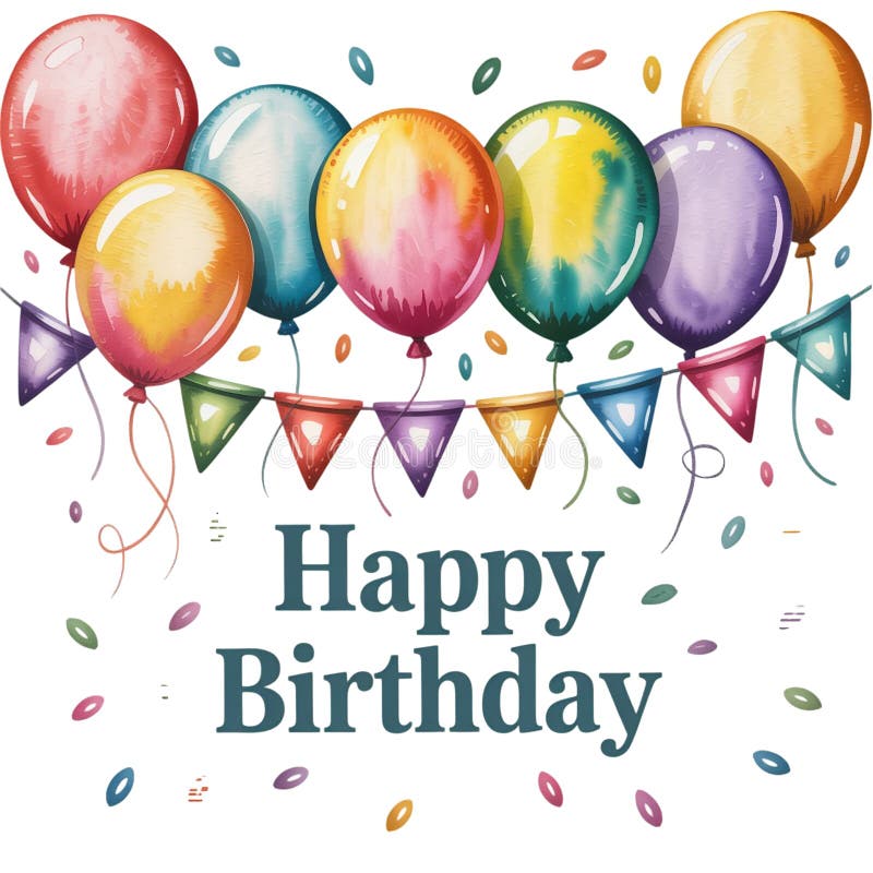 Jaskrawo kolorowe balony i uroczyste króliki tworzą wesołą scenę świętującą z Happy Birthday ilustracji