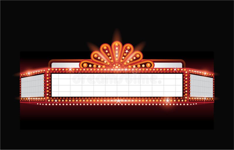 Jaskrawy wektorowego teatru rozjarzony retro kinowy neonowy znak