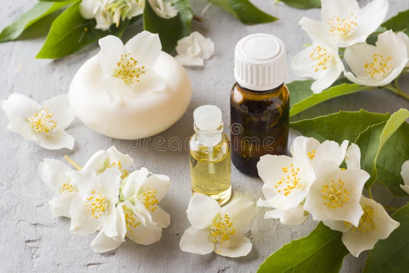 Jasmine Oil. Aromatherapy with Jasmine Oil and Soap Stock Image Image