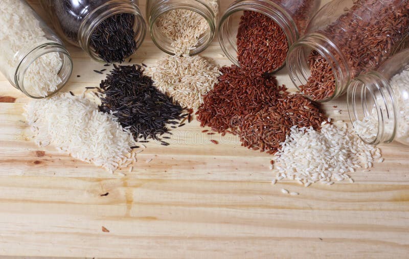 Jasmine Rice, Black Wild Rice, Brown Rice, Himalayan Red, Brown and