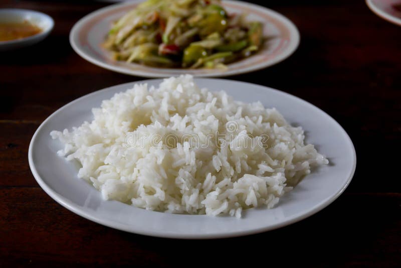 Jasmine Rice Cooked In A Cup Stock Photo Image of asia, brown 87502154