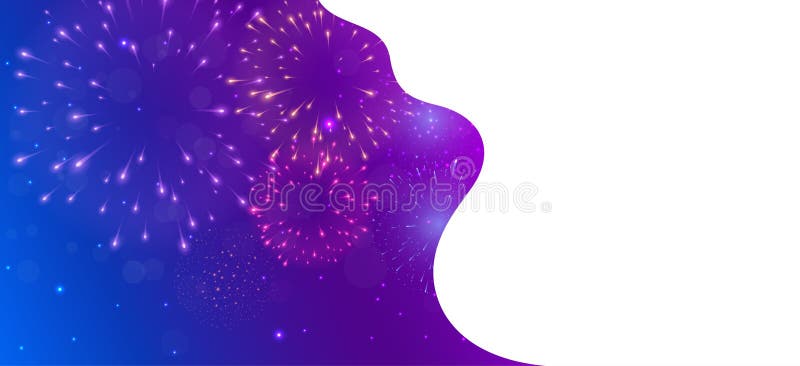 Jasne kolorowe fajerwerki na nocnym banerze tła royalty ilustracja