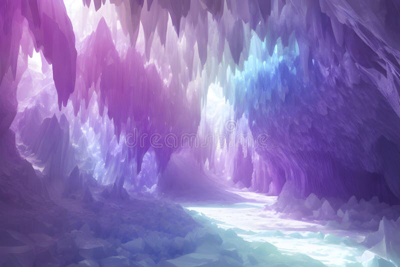 Jasnokolorowy gradient inspirowany kryształową jaskinią. ilustracji