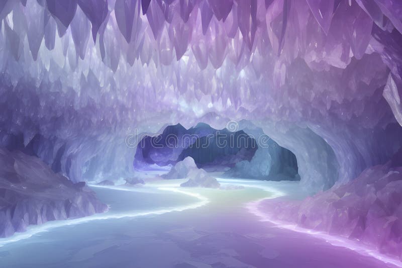 Jasnokolorowy gradient inspirowany kryształową jaskinią. ilustracji