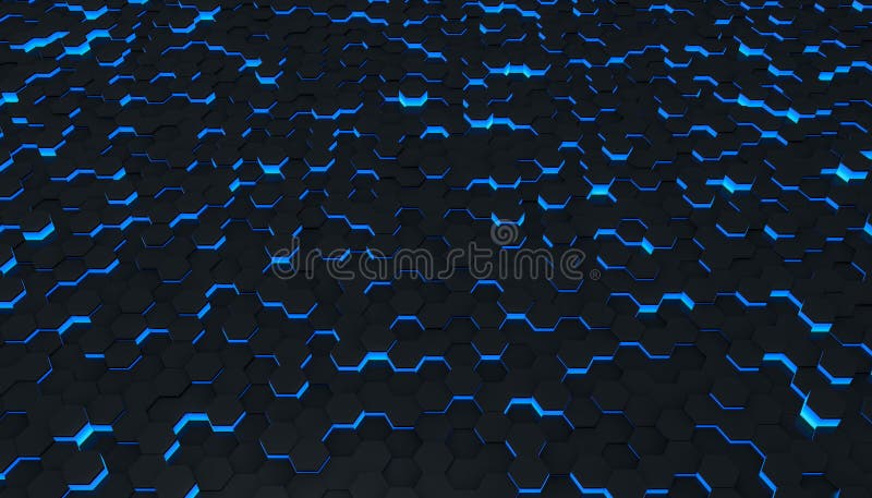 Jasny deseniowy abstrakcjonistyczny tło sześciokąt czarny i błękit, tapeta futurystyczna