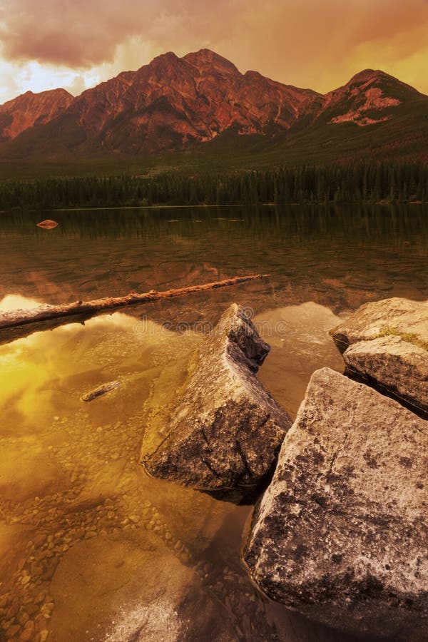 Rocks and Reflection on a Jasper Lake Stock Photo Image of majestic