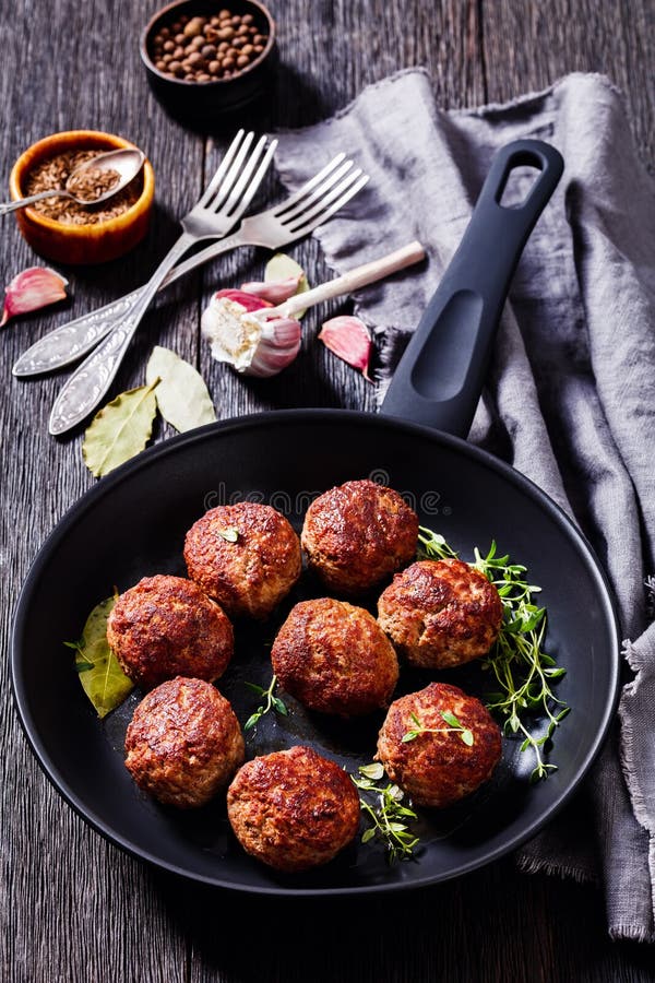 Jauhelihapihvit, Finnish Beef Meatballs, Top View Stock Photo - Image ...