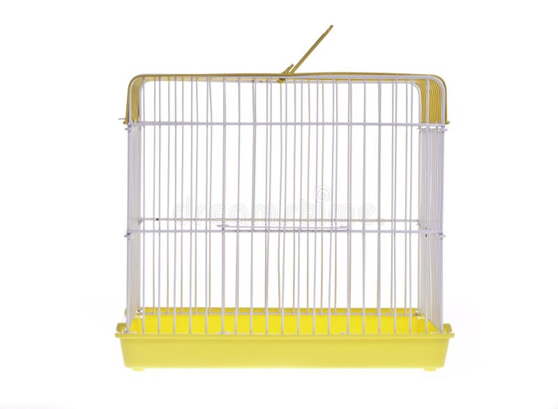 Empty yellow bird cage isolated on white. Empty yellow bird cage isolated on white