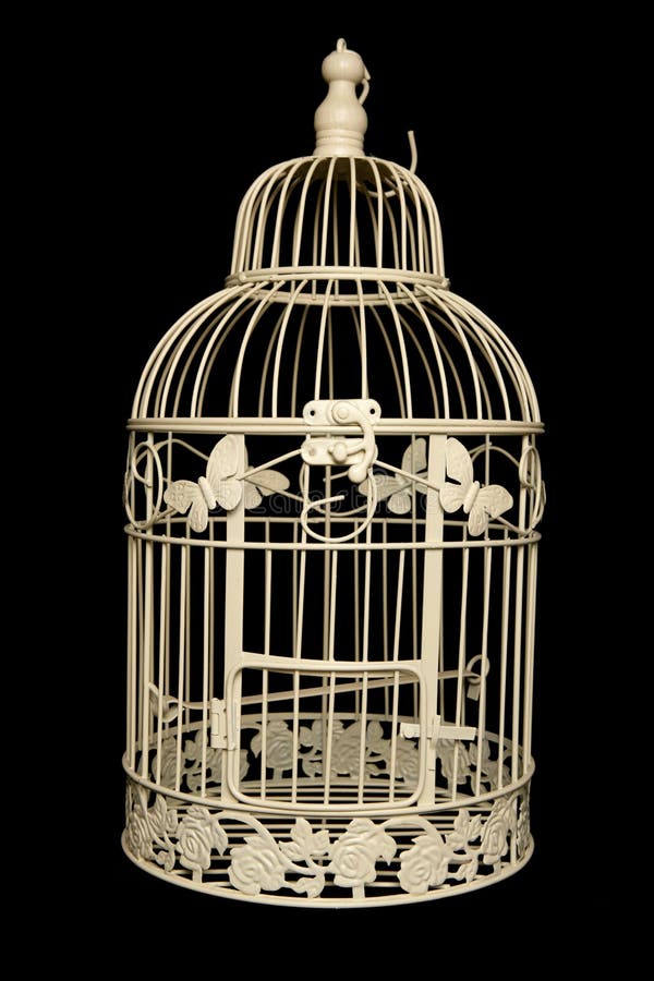 Shabby chic bird cage isolated on black background. Shabby chic bird cage isolated on black background