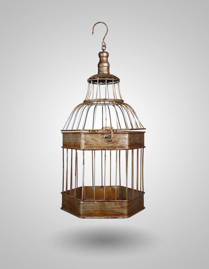 Vintage bird cage on gray background. Vintage bird cage on gray background