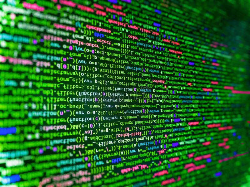 Java ScriptとHTMLコードのクローズアップ。プログラマーが新しいHTMLコードの行を入力しています。ラップトップの画面でJavascriptをプログラミングしています。 ストック写真