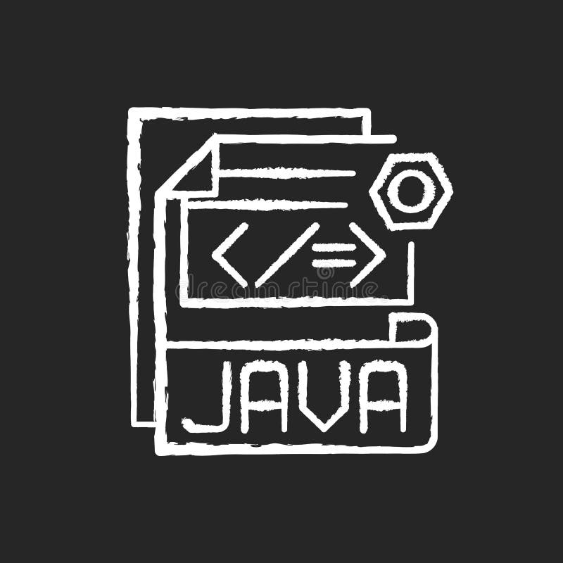 JAVA file chalk white icon on black background stock illustration