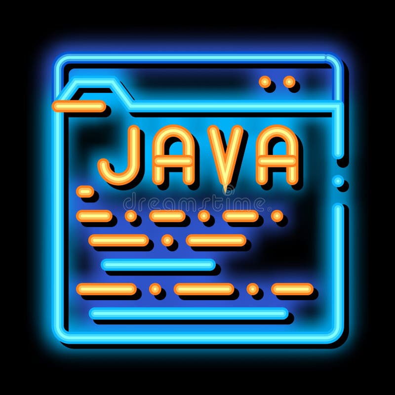 编码语言java氖光图标插图 库存例证