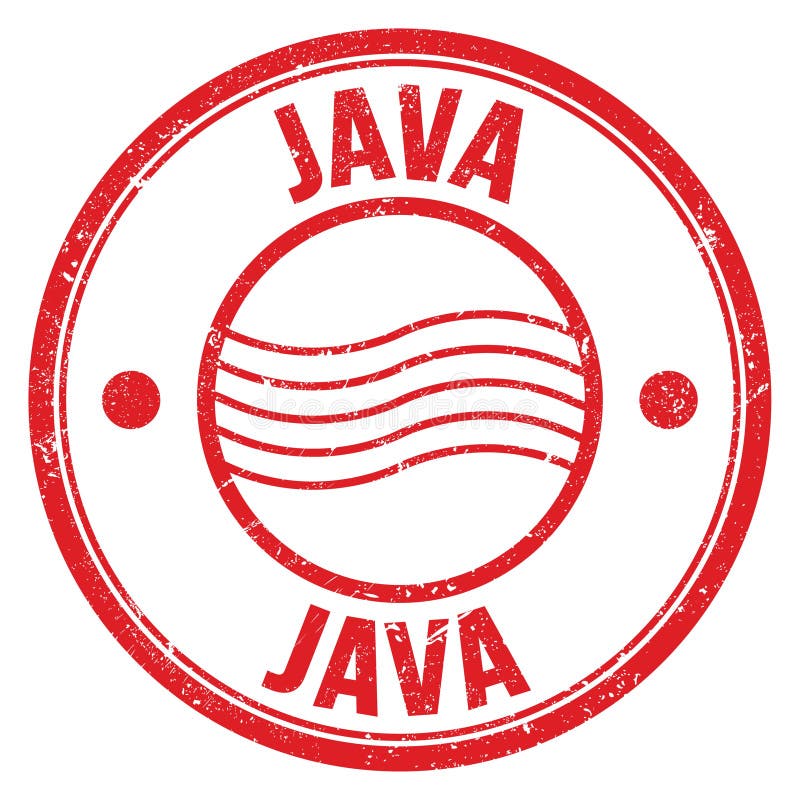 用红色圆形邮戳符号书写的java文本 向量例证